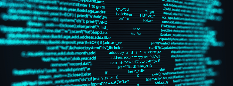 Skull and Cross Bones in a page of code