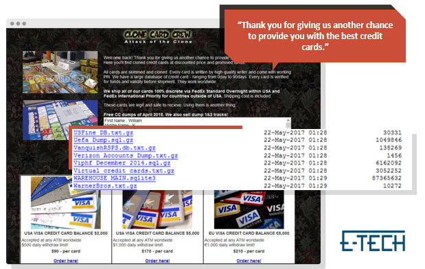 What is the Dark Web? – Screenshots from the Dark Web Clone Card Crew Dark Web Website