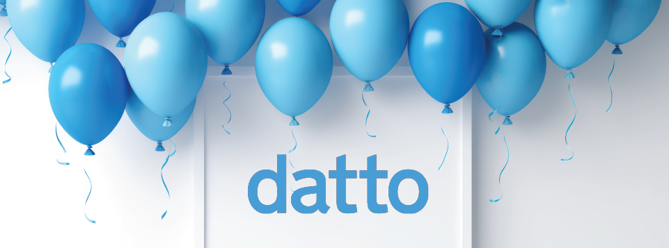 Datto Logo Celebrating with Blue Balloons