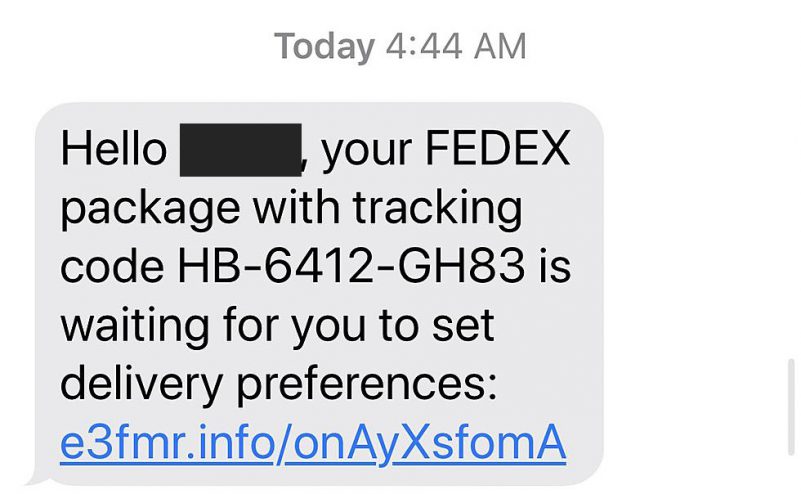 5 Online Scams to Look Out For This Holiday Season Message from FedEx with a link